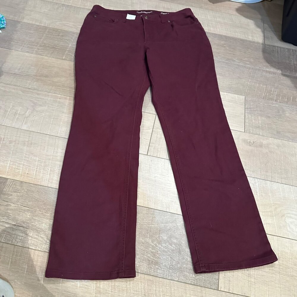Croft & Barrow Womens Stretch Burgundy  Pants Straight Leg 16 Average 98% Cotton